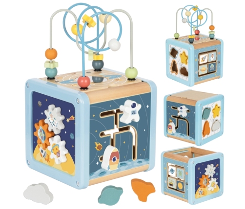 TOOKY TOY Drewniana Kostka Aktywności Kosmos Sorter Labirynt
