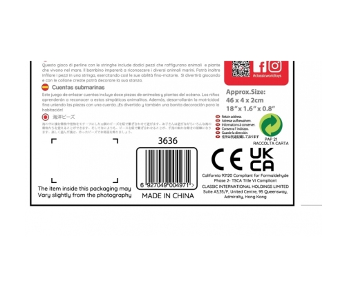 CLASSIC WORLD Drewniane Klocki do Nawlekania Zwierzęta Wodne 13 el.