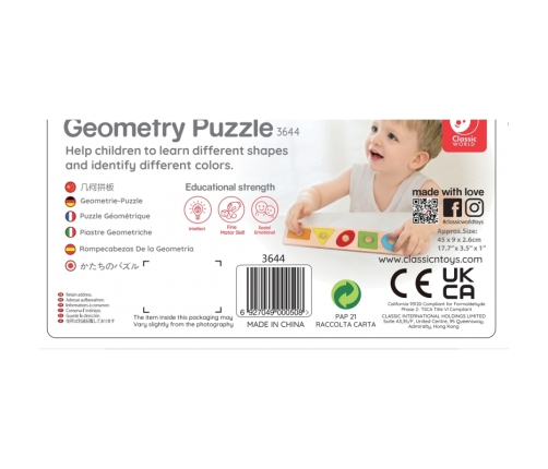 CLASSIC WORLD Układanka MONTESSORI dla Dzieci Nauka Kształtów Figur Kolorów 7 el.