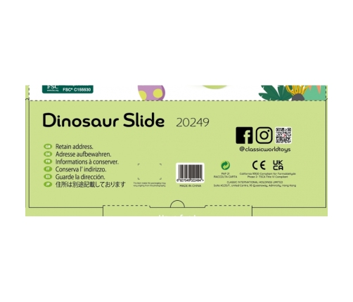 CLASSIC WORLD Kolorowa Zjeżdżalnia Tor Dinozaur 5 el.