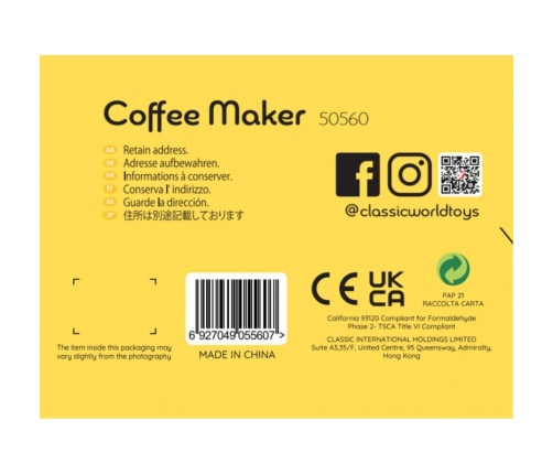 CLASSIC WORLD Drewniany Ekspres do Kawy Zestaw dla Dzieci 7 el.