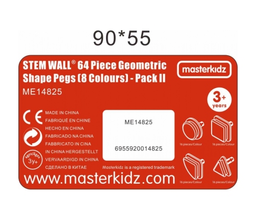 MASTERKIDZ Zestaw Kołeczki w kształcie figur geometrycznych 64szt do tablic STEM