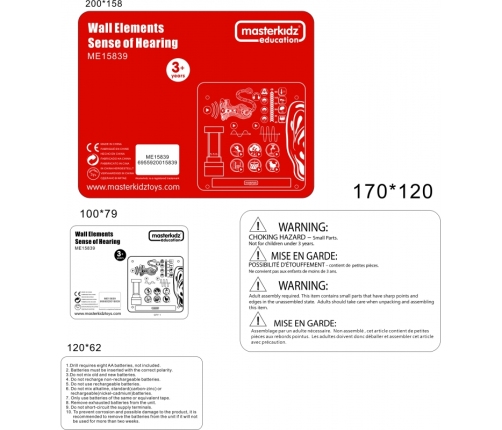 MASTERKIDZ Tablica Edukacyjna Zmysł Słuchu Montessori