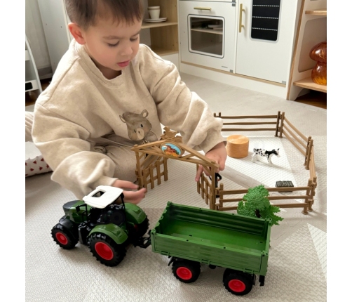 WOOPIE Zestaw Mini Farma Traktor Zwierzęta Osada Farma Rolnik Narzędzia