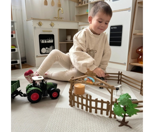 WOOPIE Zestaw Mini Farma Traktor Zwierzęta Osada Farma Rolnik Narzędzia