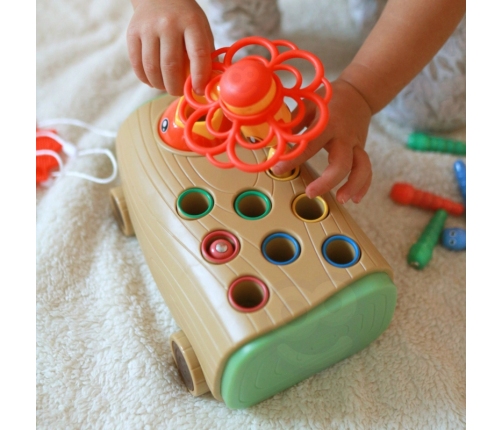 WOOPIE Gra Zręcznościowa Dzięcioł Wbijak Robaków 3w1 Wózek Ciągacz dla Niemowląt