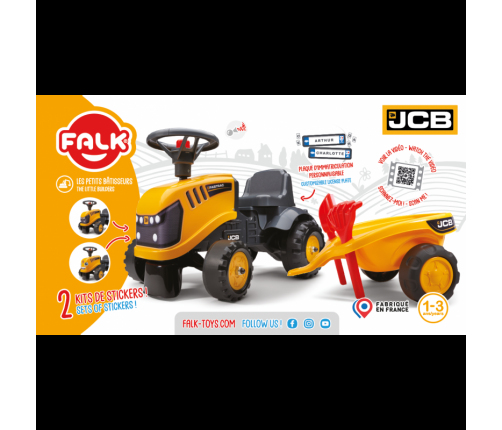 FALK Traktorek JCB Pomarańćzowy z Przyczepką od 1 roku