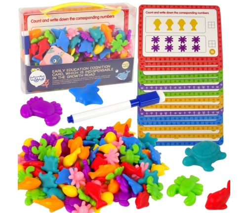 WOOPIE Zestaw Edukacyjny Nauka Liczenia Sortowanie Kolorów Morska Kraina 111 el.