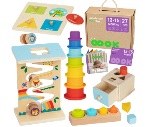 TOOKY TOY Box Pudełko XXL Montessori Edukacyjne 6w1 Sensoryczne 13-15 Mies