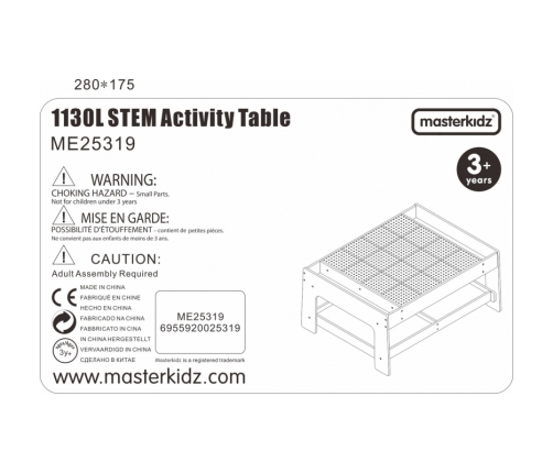 MASTERKIDZ Drewniany Stół Edukacyjny + AKCESORIA STEM WALL + 135 Klocków