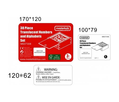 MASTERKIDZ Przezroczyste Cyfry i Litery 38 szt. Montessori