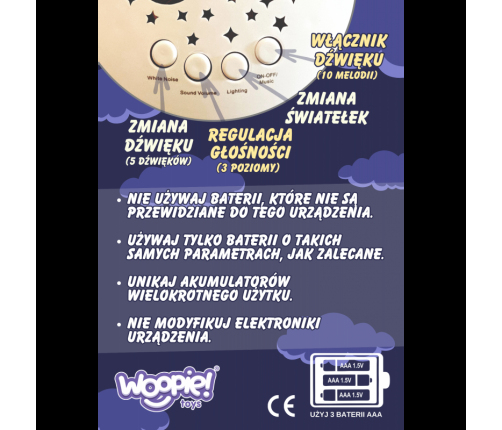 WOOPIE BABY Przytulanka Usypiacz Projektor 2w1 Miś - 10 Kołysanek