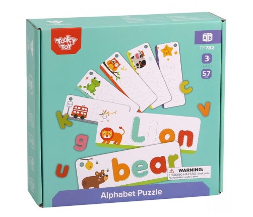 TOOKY TOY Puzzle Alfabet Montessori Nauka Literek Słów Zwierzątka 57 el.