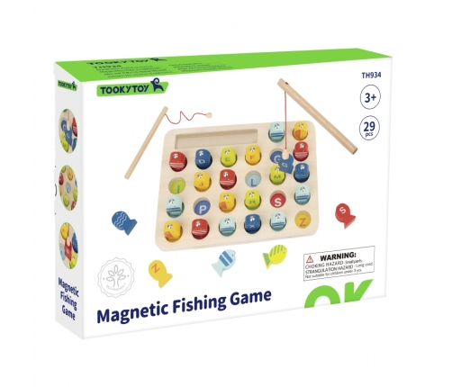 Tooky Toy Drewniana Gra Łowienie Rybek Nauka Literek 29 el.
