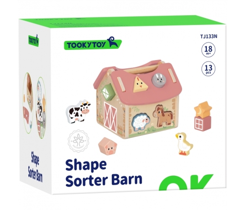 TOOKY TOY Farma Sorter Drewniany Zwierzęta Kształty