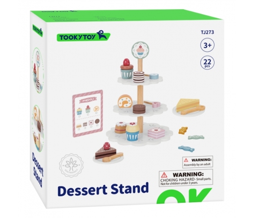 TOOKY TOY Patera Słodkości Drewniany Stojak Babeczki Ciasta