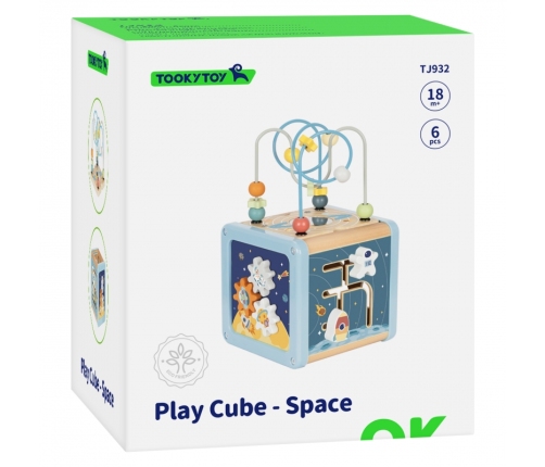 TOOKY TOY Drewniana Kostka Aktywności Kosmos Sorter Labirynt