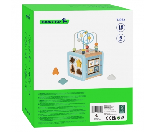 TOOKY TOY Drewniana Kostka Aktywności Kosmos Sorter Labirynt