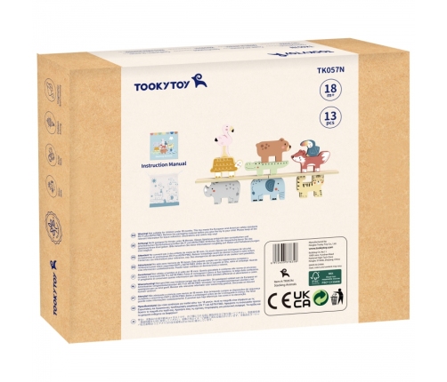 TOOKY TOY Drewniane Klocki Układanka Zwierzątka Montessori 9 el.