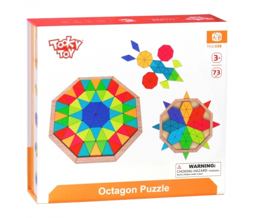 TOOKY TOY Puzzle Ośmiokątne Drewniana Mozaika Edukacyjna (73el.)