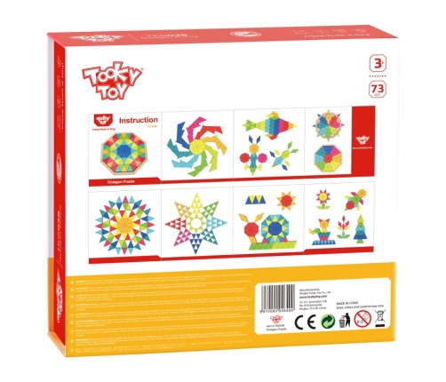 TOOKY TOY Puzzle Ośmiokątne Drewniana Mozaika Edukacyjna (73el.)