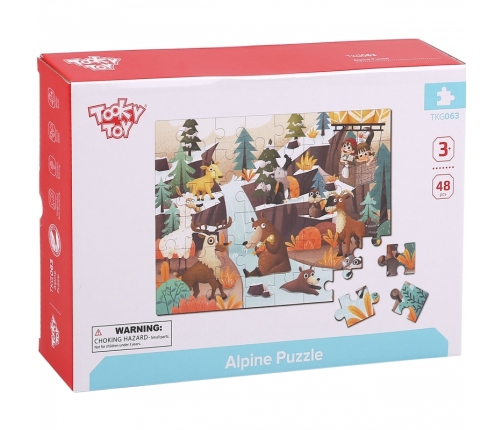 TOOKY TOY Puzzle z Woreczkiem Alpejskie Zwierzęta i Krajobraz 49 el.