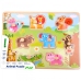 TOOKY TOY Drewniane Puzzle Montessori Zwierzęta z Pinezkami Do Dopasowania