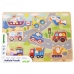 TOOKY TOY Drewniane Puzzle Montessori Transport Pojazdy z Pinezkami Do Dopasowania