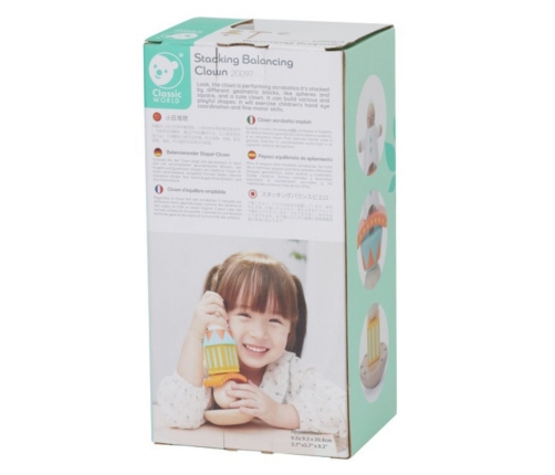 CLASSIC WORLD Drewniana Układanka Piramidka Klocki Balansujący Wesoły Klaun