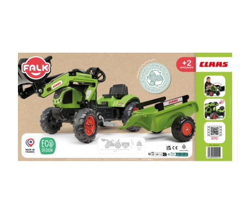 Falk Traktor Claas z Przyczepą i Łyżką na pedały