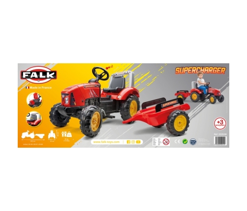 Traktors ar pedāļiem ar piekabi FALK Red Supercharger