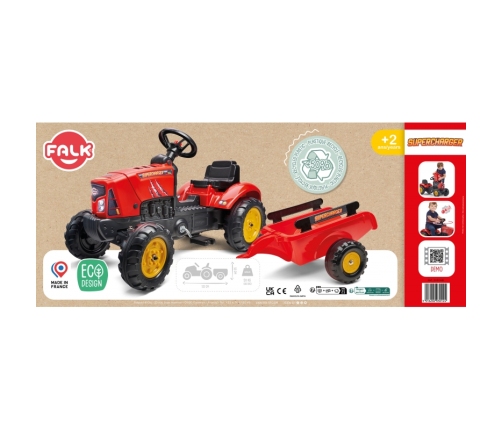 Трактор с педалями с прицепом  FALK Red Supercharger