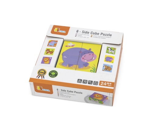 Viga Drewniana układanka Zoo Puzzle  4 klocki