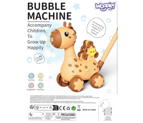 WOOPIE Pchacz Żyrafka 2w1 Maszyna do Robienia Baniek Mydlanych dla Dzieci