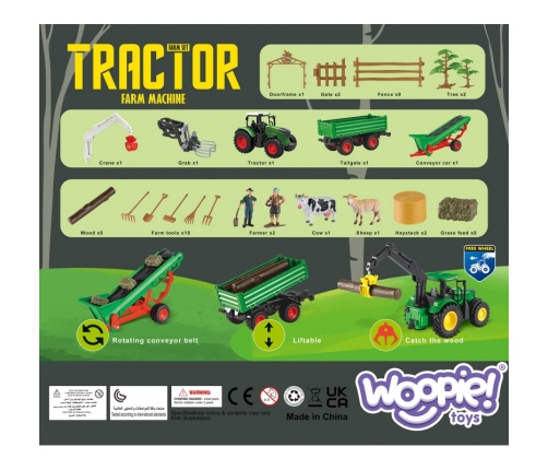 WOOPIE Zestaw Maszyn Rolniczych Traktor Ciągnik Zagroda Mini Farma Osada Rolnicy
