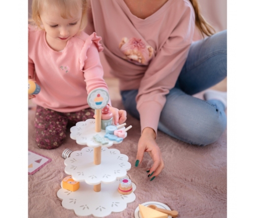 TOOKY TOY Patera Słodkości Drewniany Stojak Babeczki Ciasta