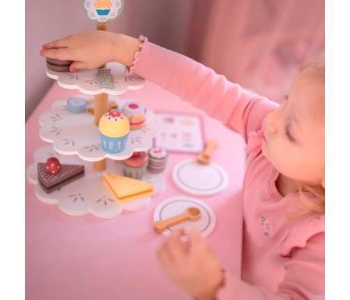 TOOKY TOY Patera Słodkości Drewniany Stojak Babeczki Ciasta