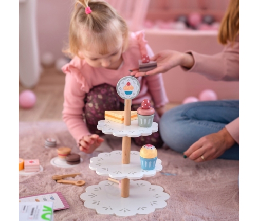 TOOKY TOY Patera Słodkości Drewniany Stojak Babeczki Ciasta