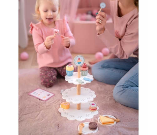 TOOKY TOY Patera Słodkości Drewniany Stojak Babeczki Ciasta