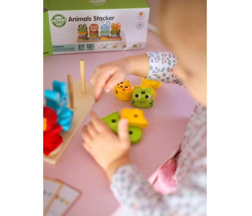 WOOPIE GREEN Układanka Montessori Piramidka Zwierzątka 27 el. FSC