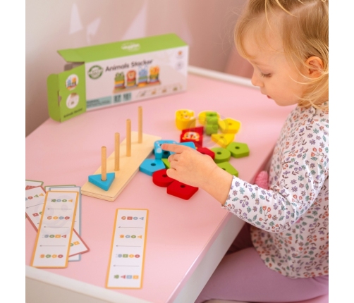 WOOPIE GREEN Układanka Montessori Piramidka Zwierzątka 27 el. FSC