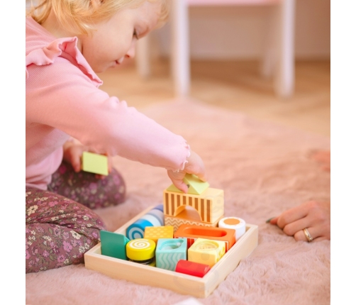 CLASSIC WORLD Drewniane Klocki Sensoryczne 7 Funkcji Układanka Multifunkcyjna Kształty Dźwięk MONTESSORI 14 el.