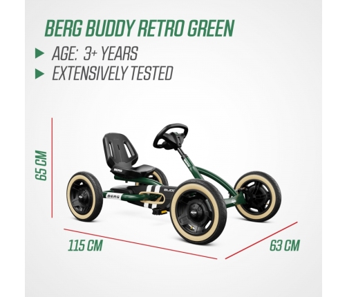 BERG Gokart Na Pedały Buddy Retro Green do 50 kg