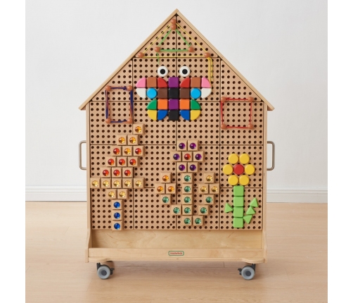 MASTERKIDZ Drewniana Tablica STEM Wolnostojąca XXL w Kształcie Domu