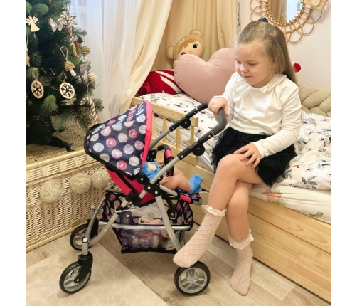 WOOPIE ROYAL Wózek dla Lalek Regulowane Siedzisko 4 Koła