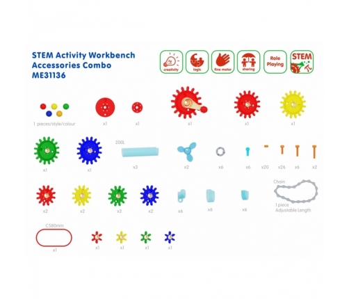 MASTERKIDZ Zestaw Akcesoriów do Stołu Warsztatowego STEM 111 el.
