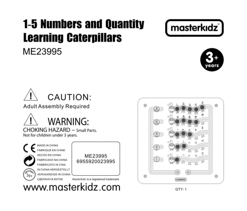 MASTERKIDZ Kolorowe Gąsieniczki Nauka Liczb i Ilości - Tablica Ścienna Edukacyjna Montessori