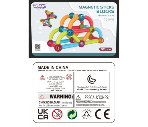 WOOPIE Magnetyczne Klocki Konstrukcyjne Edukacyjne 52 el.