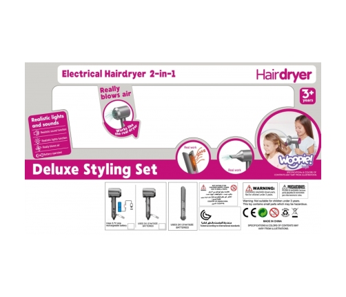 WOOPIE Zestaw Małego Fryzjera Suszarka Prostownica Akcesoria