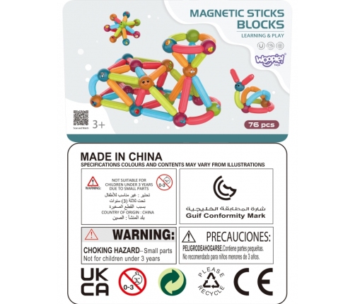 WOOPIE Magnetyczne Klocki Konstrukcyjne Edukacyjne 76 el.